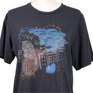 Coach Womens Doodle Graphic C7831 Black Cotton NYC Skyline Embroidered T-Shirt M